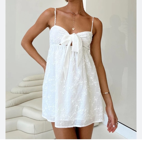 Princess Polly White Granno Sleeveless Babydoll Dress - Picture 1 of 12